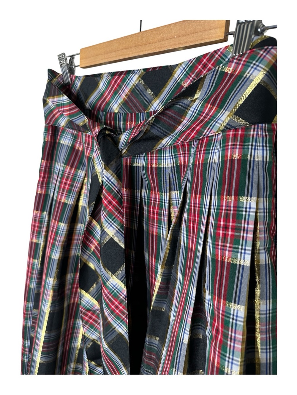 Talbots Metallic Taffeta Pleated Maxi Skirt Celebrate Plaid Size 12 Holiday - Picture 3 of 12